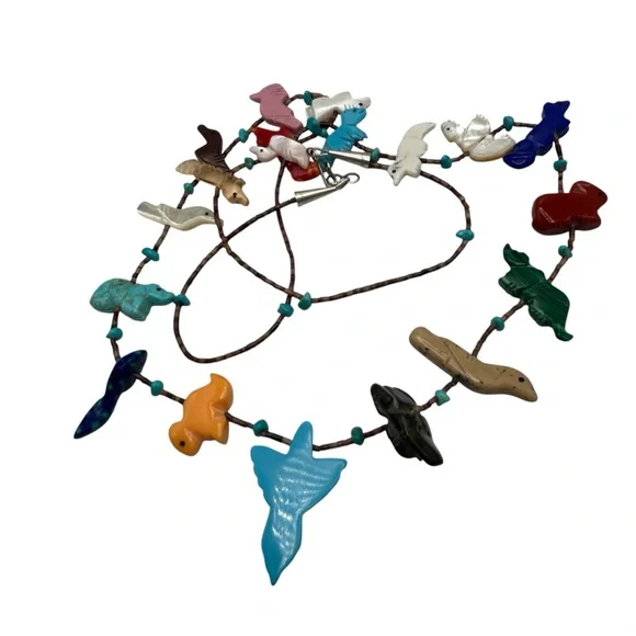 Zuni Turquoise Eagle Fetish Necklace Native American